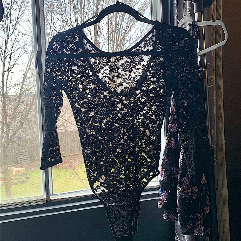 Black Lace See-Through Onesie